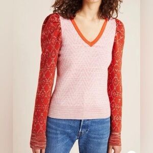 Anthropologie Pink and Orange Sweater